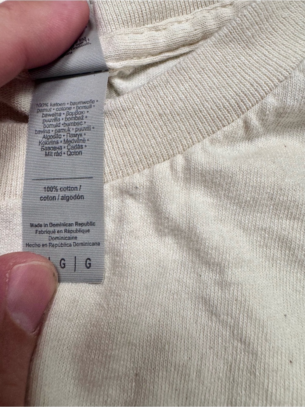 Champion Logo Graphic T Shirt Cream Heavy Cotton Large Streetwear Tee - Picture 4 of 6